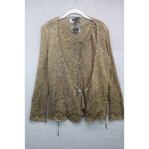 Double U Open Knit Tank and Cardigan-Size Medium-Gold Sparkle-Rare